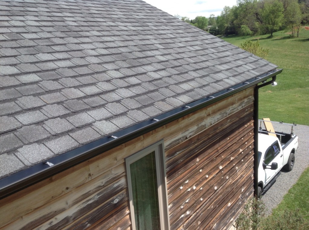 GAF Camelot II Antique Slate Designer Shingles/Dark Bronze Gutters